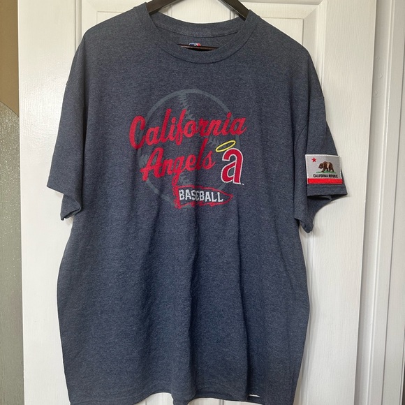 MLB California Angels Los Angeles Anaheim Embroidered Patch Short Sleeve Shirt - Picture 2 of 5